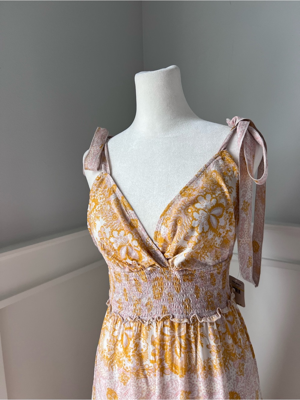 Free People Yellow & Cream Floral Tiered Maxi Dress - Picture 5 of 11